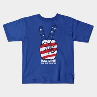 IMAGINE ALL THE PEOPLE - PEACE SIGN AMERICA Kids T-Shirt